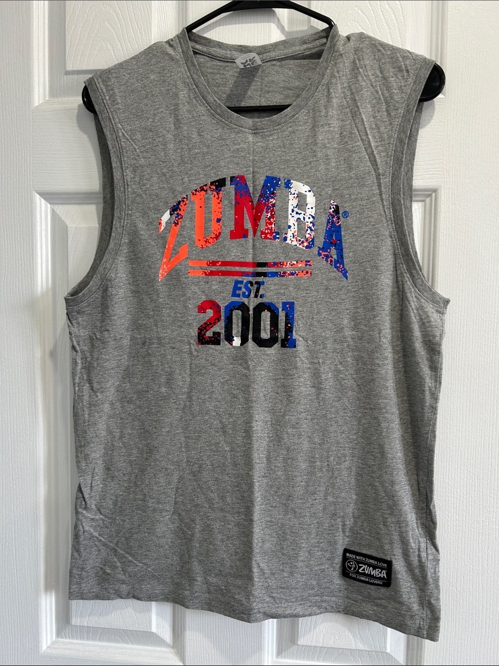 Zumba Fitness Gray Sleeveless Tank with Multicolor Logo